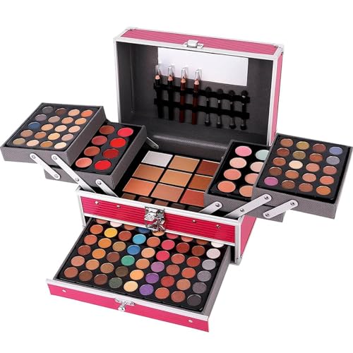 132 Color All In One Makeup Kit,Professional Makeup Case,Makeup Set for Teen Girls,Makeup Palette,Multicolor Eyeshadow Kit (006N1-Pink)