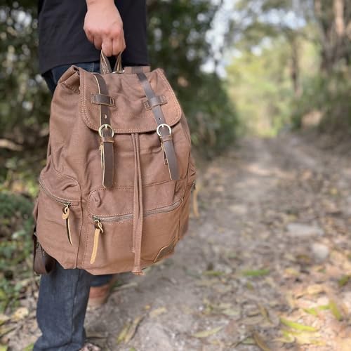 AUGUR High Capacity Canvas Vintage Backpack - for School College Hiking Travel 12-17" Laptop