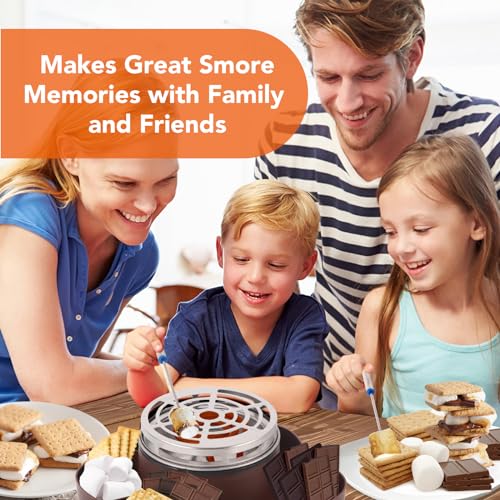 Electric S'mores Maker Tabletop Indoor, Flameless Marshmallow Roaster, Smores Kit with 6 Compartment Trays and 4 Forks, Housewarming Gifts for New House