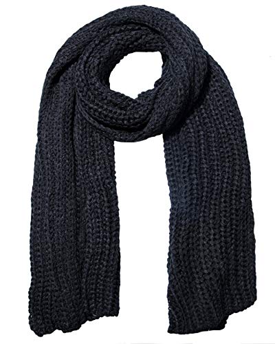 Women And Mens Winter Thick Cable Knit Wrap Chunky Long Warm Scarf, One Size, Black