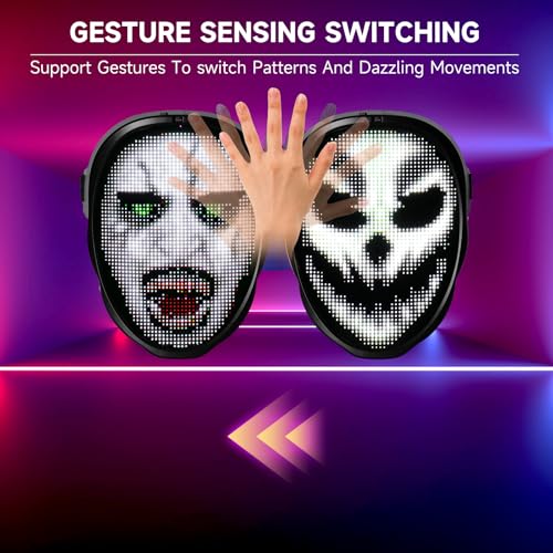 Funle Led Mask with Programmer App, Light Up Face Mask for Adult, Led Halloween Mask Digital Mask