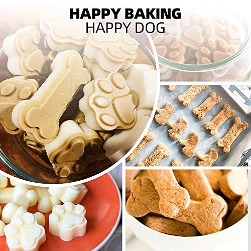 YIGWANG 55 Pcs Dog Treat Maker, Make Your Own Dog Treats Kit for Kids, Including 2 Dog Treat Cookie Cutters and Mold, 2 Dog Treat Recipes Book, 24 Dog Treat Bags, etc.