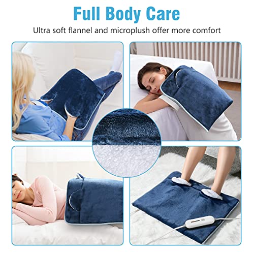 Electric Heated Foot Warmer Soft Flannel Foot Heater with 2h Auto Off & 3 Heat Levels Full Body Use Heating Pad for Feet, Abdomen, Cramps, Pain Relief Pocket Design 16" x 22"