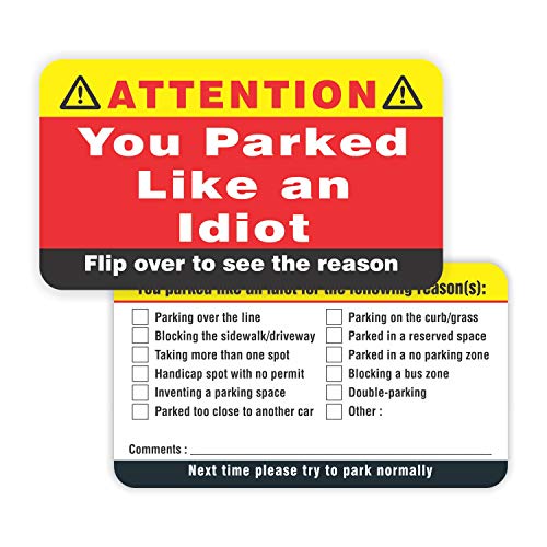 PARTH iMPEX You Parked Like an Idiot Business Cards (Pack of 100) Bad Parking Cards 3.5"x2" Multi Reasons Violation Stocking Stuffers for Adults