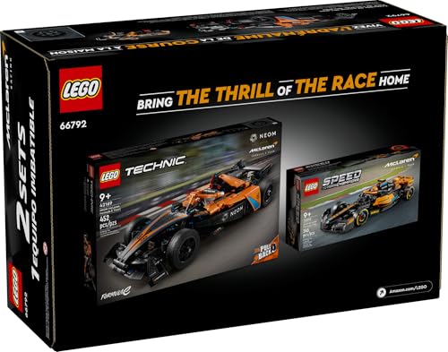 LEGO Technic & Speed Champions McLaren Racing Pack, Includes 2 McLaren Race Car Models in 1 Box, Formula E and Formula 1, Makes an Exciting Gift for Racing Fans Ages 9 and Up, 66792