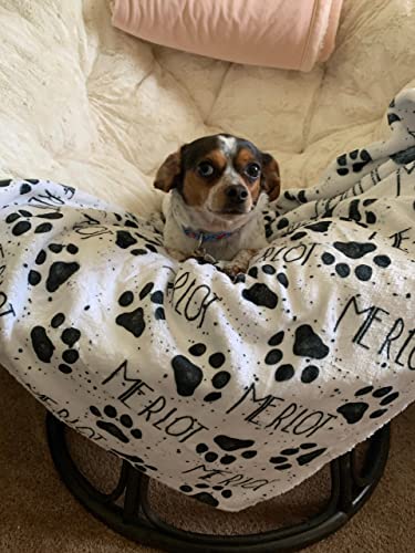 Personalized Paw Print Dog Blanket With Pets Name