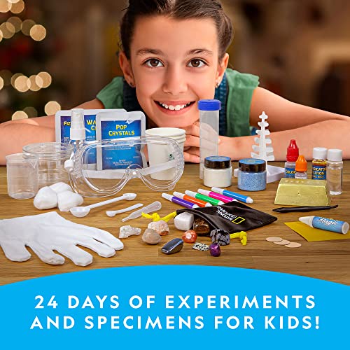 NATIONAL GEOGRAPHIC Science Kit & Rock Collection Advent Calendar 2024 – Jumbo Advent Calendar with 24 Days of Science Experiments, Gemstones & More for Kids, STEM Projects for Kids Ages 8-12