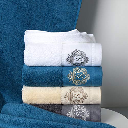 Sunshinejing 3-Piece Bath Towel Set - 55.1 x 28 Inch, 29.5 x 13.4 Inch, 12.6 x 12.6 Inch - 100% Cotton, Grey