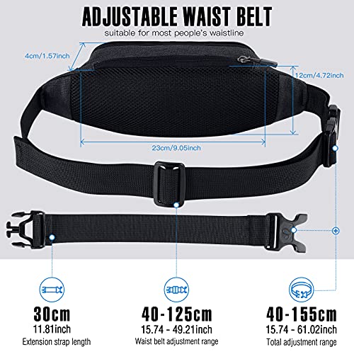 WATERFLY Fanny Pack Waist Bag: Small Hip Pouch Bum Bag Fannie Pack Phanny Fannypack Waistpack Bumbag Beltbag Sport Slim Fashionable for Jogging Hiking Hiker Woman Man