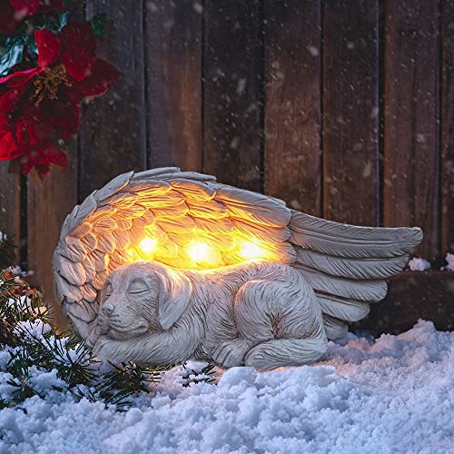 iHeartDogs Dog Memorial Gifts - Forever My Guardian Angel Garden Solar Light - Pet Memorial Stone