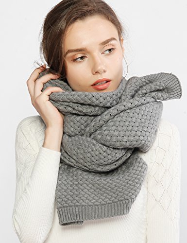 RIIQIICHY Winter Scarfs for Women Cold Weather Chunky Knit Scarf Warm Thick Grey Scarf Long Large Oversized Scarves