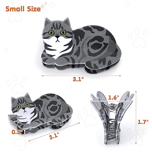 Cat Hair Claw Clips for Women Girls Cute Small Hairpins Hairgrips For Short Long Hair Breastpin Gift Idea For Her Daughter Kitty Lovers Girl's School Companions Set of 6