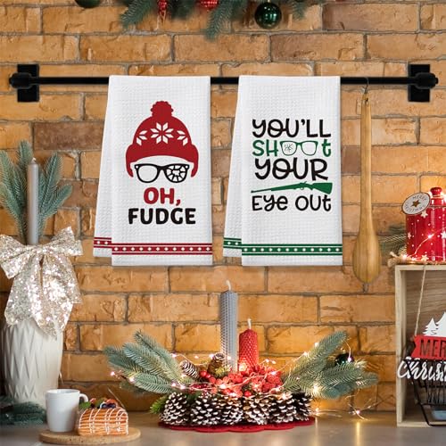 A Christmas Story Merchandise Gifts, 2 Pack Funny Christmas Kitchen Towels, Christmas Story Holiday Collection Decoration, Cute Christmas Home Kitchen Bathroom Decor, Novelty Xmas Gift for Women Men