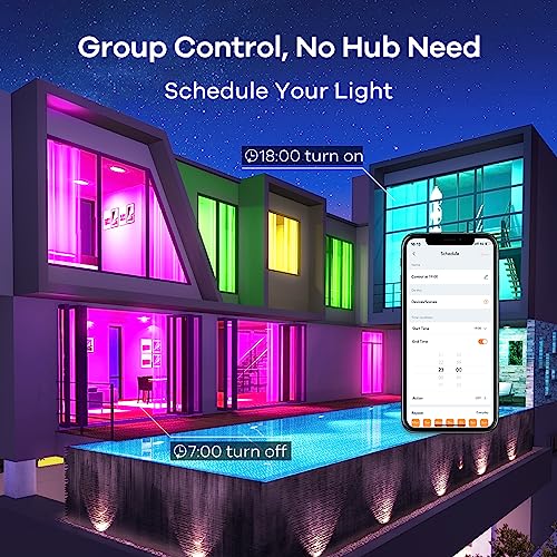 Linkind Smart Light Bulbs, Smart Bulb That Work with Alexa & Google Home, LED Light Bulbs Color Changing, 64 Preset Scenes, Music Sync, A19 E26 2.4GHz RGBTW WiFi Bluetooth Light Bulb 60W, 800LM, 4Pack