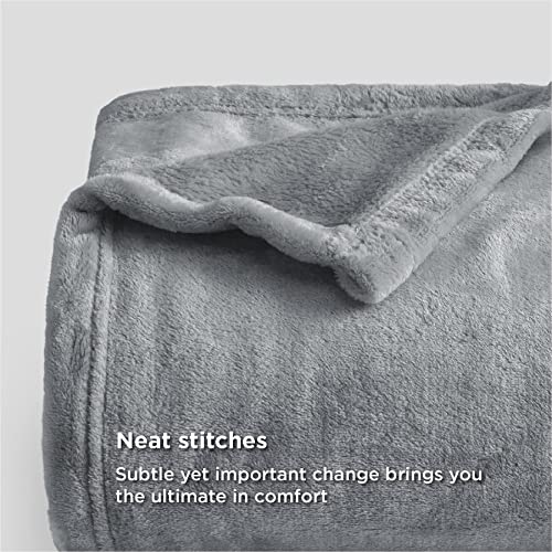 Bedsure Fleece Bed Blankets Queen Size Grey - Soft Lightweight Plush Fuzzy Cozy Luxury Blanket Microfiber, 90x90 inches