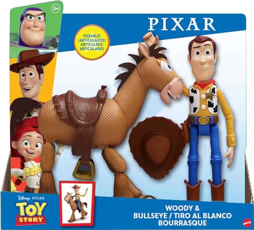 Mattel Disney Pixar Toy Story 4 Woody and Bullseye 2-Character Pack, Movie-inspired Relative-Scale for Storytelling Play