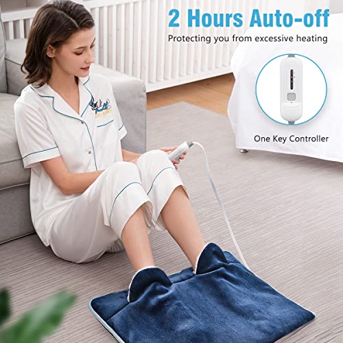 Electric Heated Foot Warmer Soft Flannel Foot Heater with 2h Auto Off & 3 Heat Levels Full Body Use Heating Pad for Feet, Abdomen, Cramps, Pain Relief Pocket Design 16" x 22"