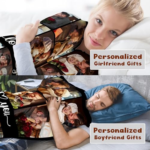 Gemuniya Personalized Valentine's Day Gifts for Boyfriend Girlfriend, Custom Photo Blankets with Names, I Love You Birthday Gifts for Wife Husband Her Him Anniversary Wedding Couple Gifts