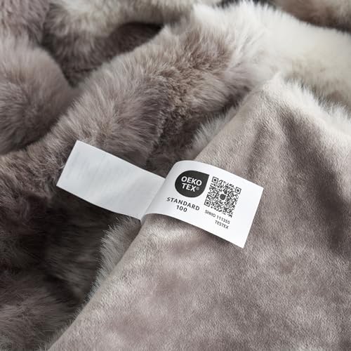 Cozy Bliss Faux Fur Throw Blanket for Couch, Fuzzy Soft Plush Thick Bubble Blanket for Sofa Bedroom Living Room, 50 * 60 Inches Tie-dye Taupe