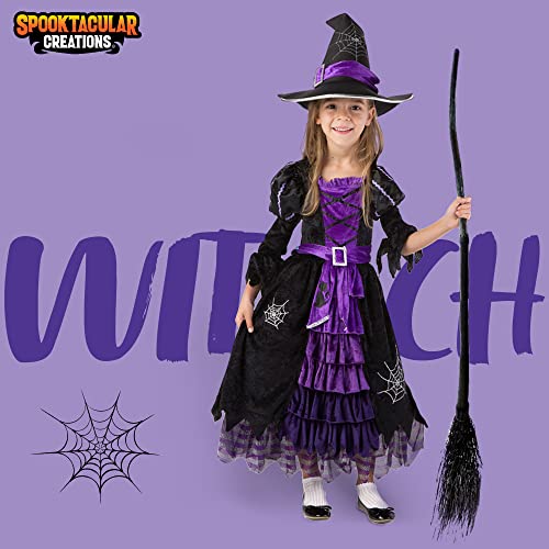 Spooktacular Creations Fairytale Witch Cute Witch Costume Deluxe Set with Broom for Girls (S 5-7)