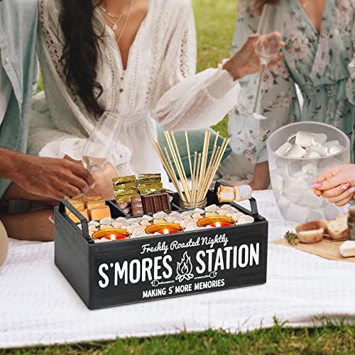 COZYYROME S'Mores Station, Farmhouse S'mores Bar Holder, Smores Caddy, Smores Accessories Organizer, Smores Supplies Container, Smores Maker Box for Smores Kit