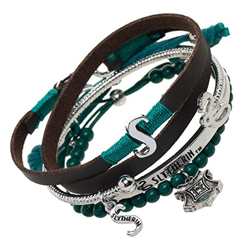 Bioworld Harry Potter Slytherin Charm Bracelet Friendship Bracelet Gift Set - 4 Pack multi-color