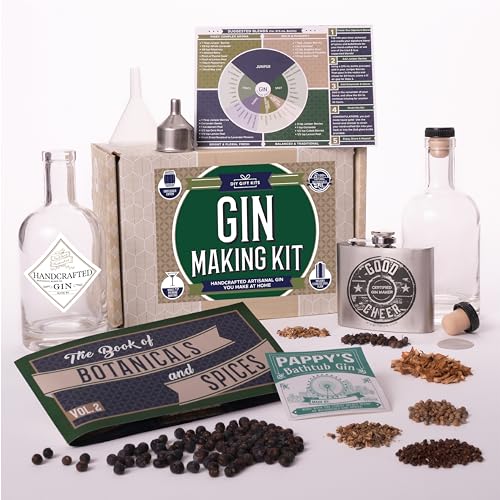 DIY Gift Kits Real Gin Making Kit | 6 Botanicals & Spices, Stainless Steel Flask, Funnel & More | Handcrafted Artisanal Gin | Mixology Set For Bartender & Adults | Gift for Men & Women