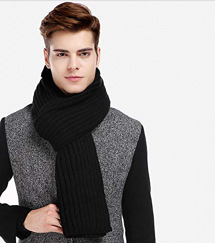 Women And Mens Winter Thick Cable Knit Wrap Chunky Long Warm Scarf, One Size, Black