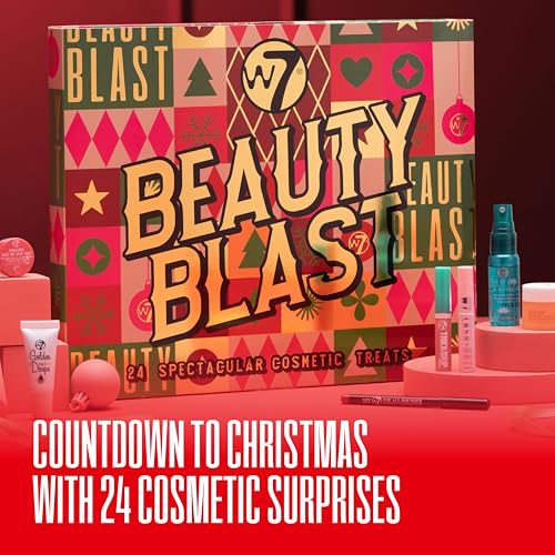 W7 Beauty Blast Advent Calendar 2024-24 Individually Boxed, Makeup & Cosmetic Surprises For Christmas - Cruelty Free, Holiday Gifting