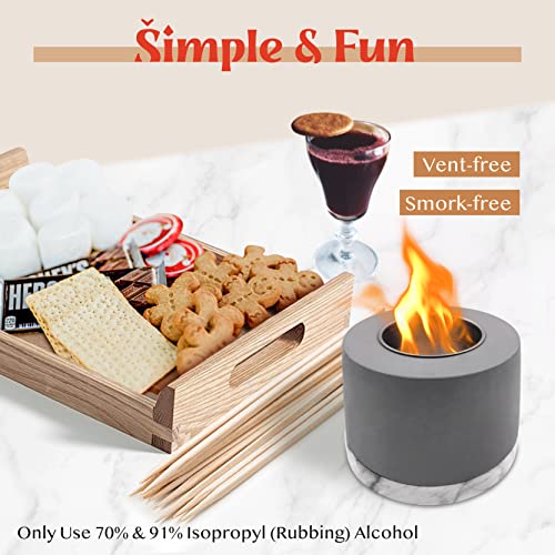 Tabletop Fire Pit Bowl – Smokeless Indoor Smores Kit Tabletop Fireplace – Mini Portable Fire Pit for Table Outdoor Patio Balcony– Smores Maker Personal Concrete Fire Pit – 5" W x 4.15" H