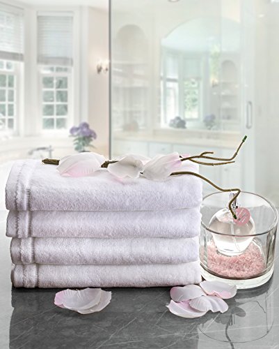 Monogrammed Towels Fingertip, Personalized Gift, 11 x 18 Inches - Set of 4- Silver Embroidered Towel - Extra Absorbent 100% Cotton- Soft Velour Finish - For Bathroom/ Kitchen/ Spa- Initial H (White)