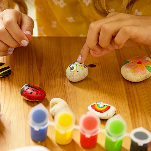 Creative Roots Paint Your Own Rock Pets by Horizon Group USA, 6 Colors, Paint Brush, Wiggly Eyes and Glue Included, Multicolor