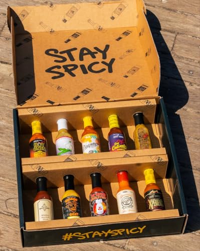 Hot Ones Hot Sauce Gift Box - 10 Natural Ingredients, Small Batch Variety Pack for Spice Lovers