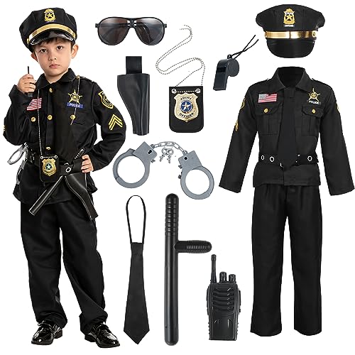 Spooktacular Creations Halloween Police Costume for Kids, Black Police Officer Costume for Boys, Toddler Cosplay RolePlay Themed Party (Small (5-7 yrs))