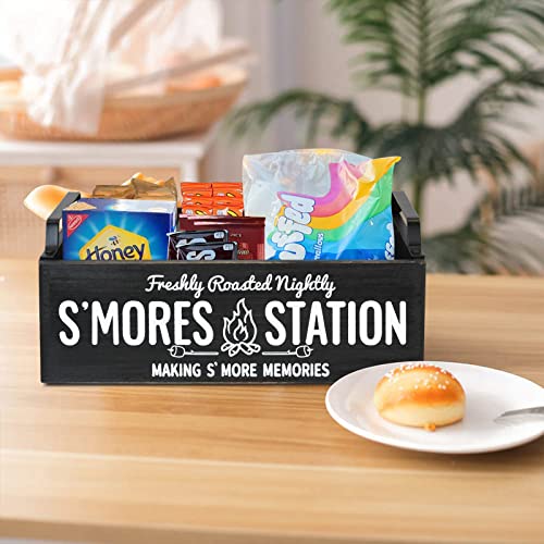 COZYYROME S'Mores Station, Farmhouse S'mores Bar Holder, Smores Caddy, Smores Accessories Organizer, Smores Supplies Container, Smores Maker Box for Smores Kit