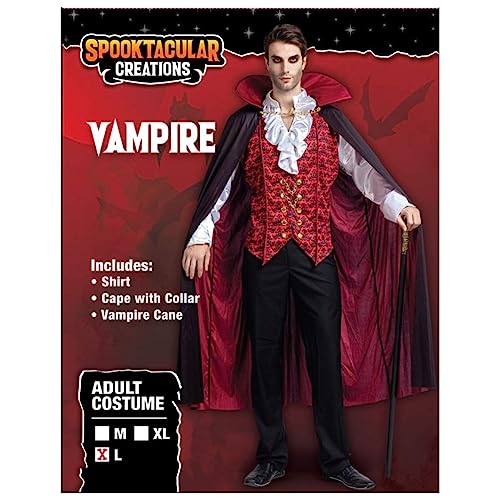 Spooktacular Creations Medieval Scary Vampire Costume Adult Men with Vampire Cape Men and Accessories for Deluxe Halloween Costume(Large)