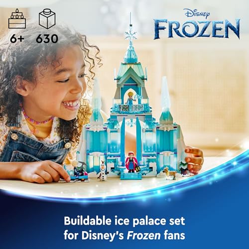 LEGO Disney Frozen Elsa’s Ice Palace Building Set for Kids, Princess Castle with Anna and Elsa Mini-Doll Figures, Disney Princess Toy Gift Idea for Girls, Boys and Movie Fans Ages 6 and Up, 43244