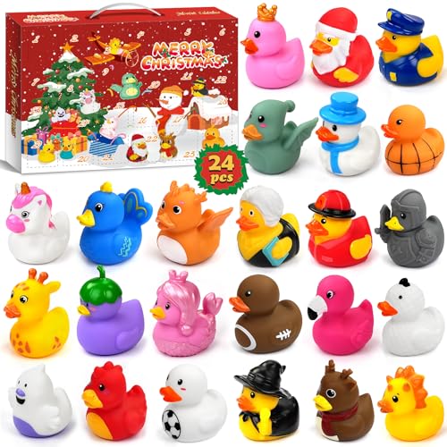 Advent Calendar 2024 Rubber Duck Advent Calendar 24 Days of Christmas Countdown Toys for Kids Boys and Girls Christmas Party Favors Gifts