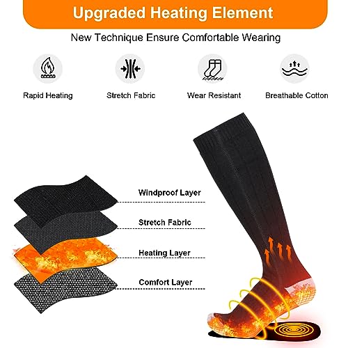 Heated Socks, Heated Socks for Women Men, 5000mAh Rechargeable Electric Heated Socks Up to 8 Hours, Washable Winter Warm Socks for Outdoors Work Fishing Hunting Skiing Riding Camping Foot Warmer