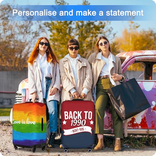 Custom Luggage Cover Personalized Suitcase Cover Add Your Name Photo Text Logo Double Sided Design Customized Elastic Protector Washable luggage cover protector for Travel Business S（for 18-21inch）