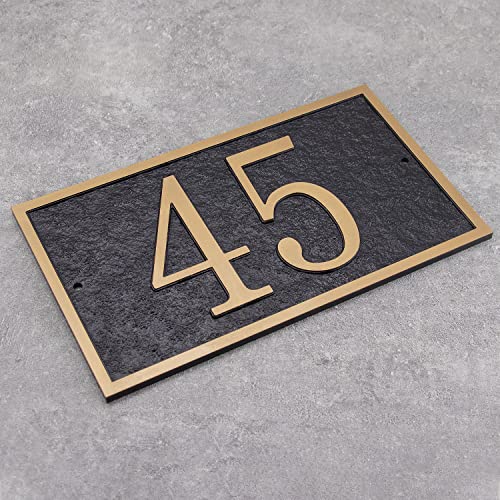 Handcrafted Address Plaque - House Sign Number Wall Plaque (11" x 6.3") Personalized House Sign for House, Apartment, Office, 911 Visibility Signage, Any Font (Rose Gold)