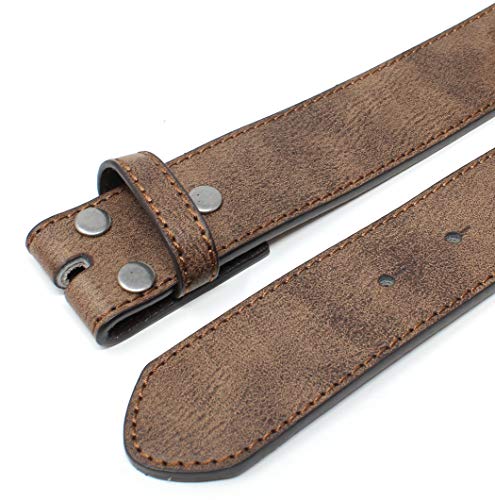 BC Belts Leather Belt Strap with Vintage Distressed Texture 1.5" Wide with Snaps (Dark Brown-S)