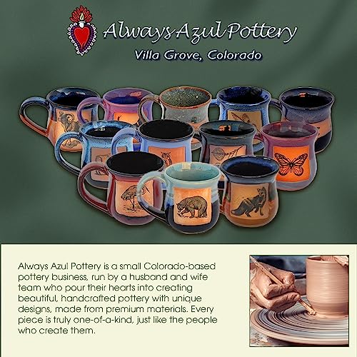 ALWAYS AZUL POTTERY Dragonfly 17 Oz. Small Tankard in Azulscape Glaze - Handmade Ceramic Beer Mugs - Stylish and Unique Handcrafted Artistic Stoneware-Polished Clay Cups, Great For Beer, Coffee & More