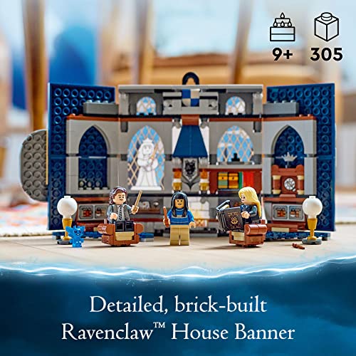 LEGO Harry Potter Ravenclaw House Banner Building Kit 76411-3D Harry Potter Room Wall Decoration, Great Gift Set for Boys Girls Kids, Hogwarts Castle Common Room, Luna Lovegood Minifigure and Wands