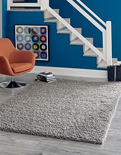 Rugs.com - Über Cozy Solid Shag Collection Rug – 5' x 8' Cloud Gray Shag Rug Perfect for Bedrooms, Dining Rooms, Living Rooms