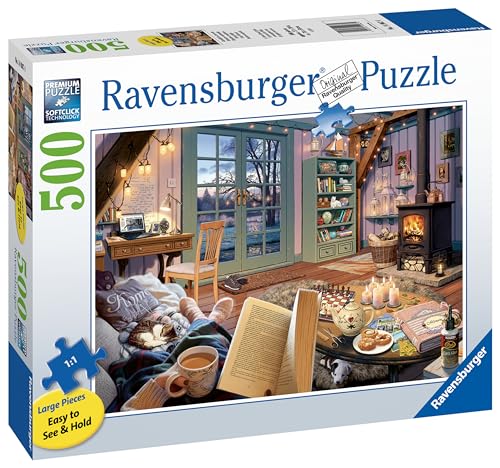 Ravensburger Cozy Retreat 500 Piece Jigsaw Puzzle - Large Format for Adults | Unique Piece Design | Premium Quality Material | Ideal for Family Fun - 14967