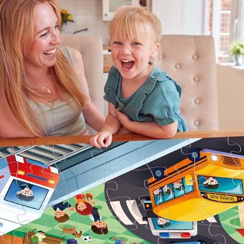 Jumbo Floor Puzzle for Kids,City Transportation Jigsaw Large Puzzles,48 Piece City Life Vehicle Puzzle for Toddler Ages 3-5,Children Learning Preschool Educational Toys,Gift for 4-8 Years Old