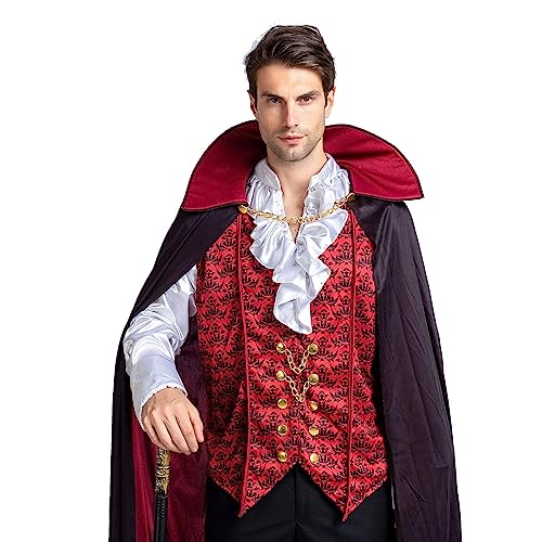 Spooktacular Creations Medieval Scary Vampire Costume Adult Men with Vampire Cape Men and Accessories for Deluxe Halloween Costume(Large)