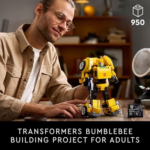 LEGO Icons Transformers Bumblebee Action Figure, Collectible Robot Gift for Adults, Movie Themed Model Building Set for Sci-Fi Enthusiasts and Transformers Fans, Converts to Vehicle Mode, 10338