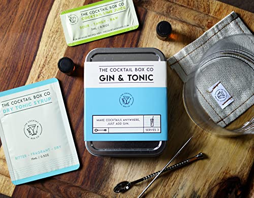 Gin & Tonic Cocktail Kit - The Cocktail Box Co. Premium Cocktail Kits - Make Hand Crafted Cocktails. Great Gift for Any Cocktail Lover and Makes The Perfect Travel Companion! (1 Kit)